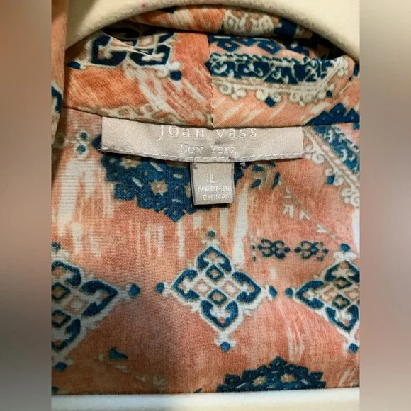 Joan Vass Abstract‎ Patterned Draped Neckline Blouse Large Chic Artsy Feminine - Picture 8 of 9